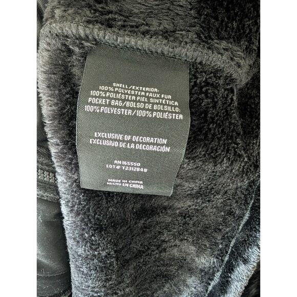 32 Degrees Jacket Womens Medium Black Heat Plush Faux Fur Super Soft Full Zip - Picture 3 of 4